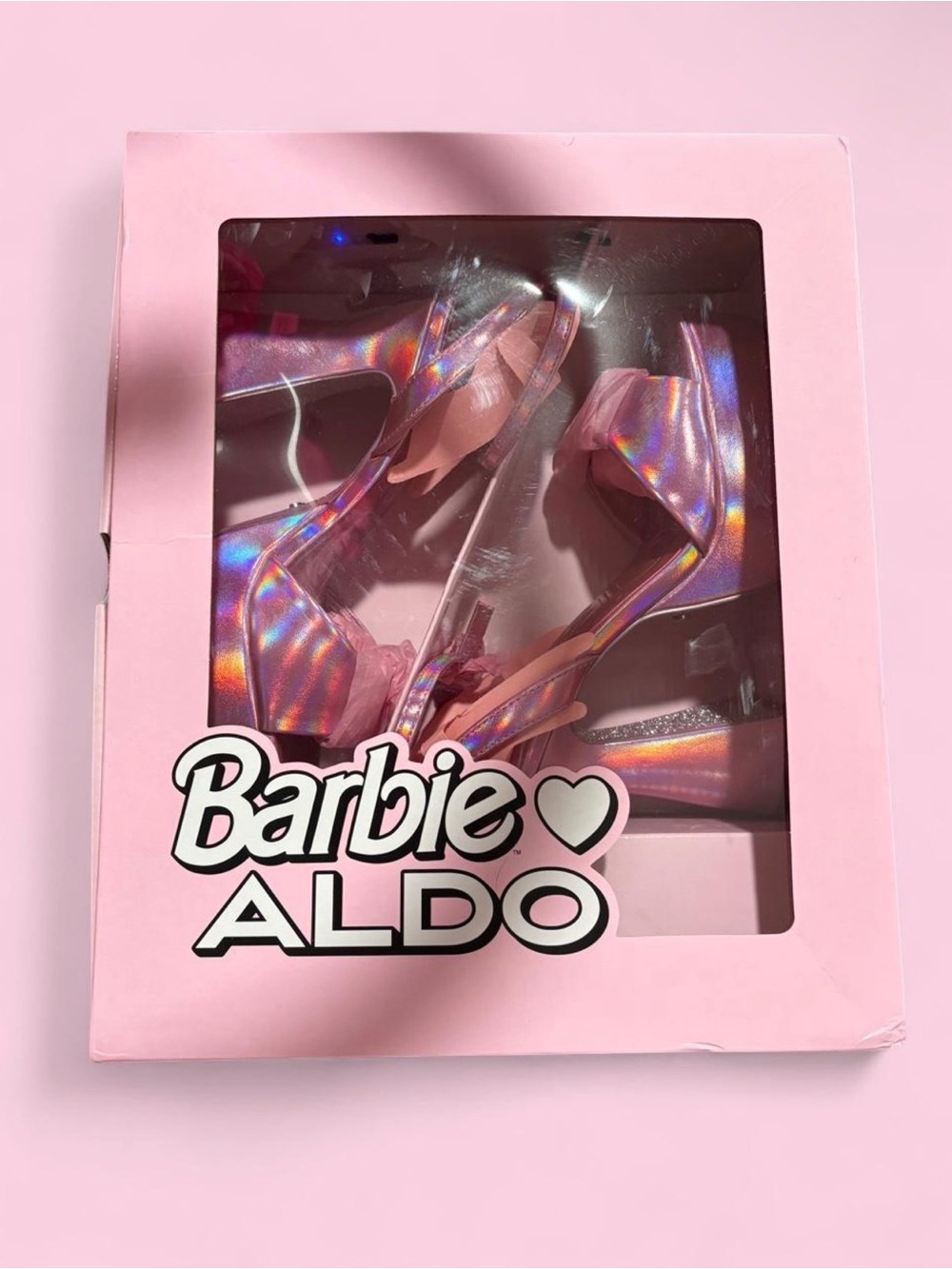 Aldo Barbie Iridescent Pink Holographic Platform Heels